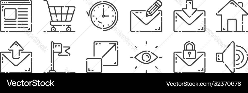 12 set linear user interface icons thin vector image