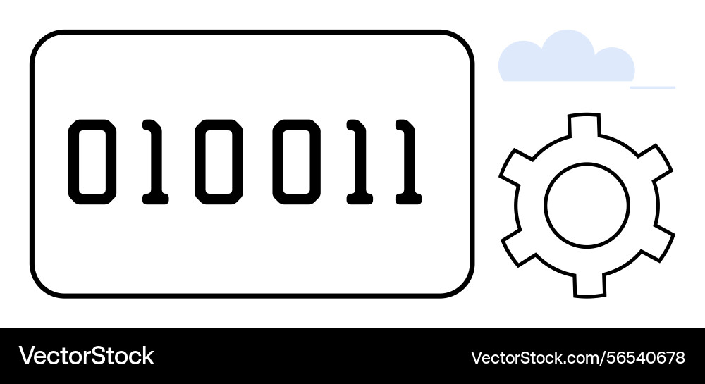 Binary code with gear and cloud elements Binary code with gear and cloud elements vector image