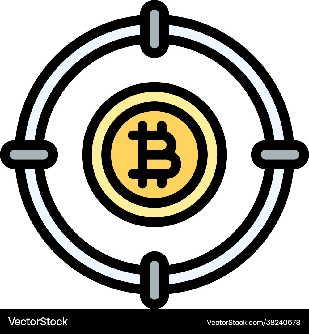 Bitcoin with target icon cryptocurrency related – Royalty-Free Vector |  VectorStock