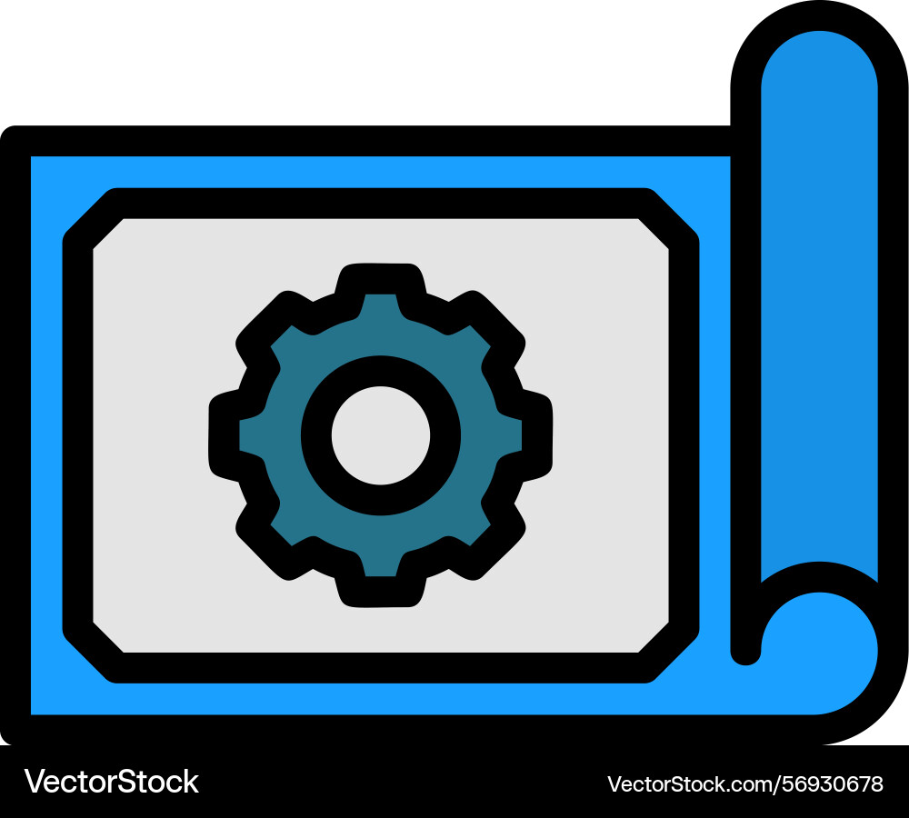 Blueprint roll line filled style icon design vector image