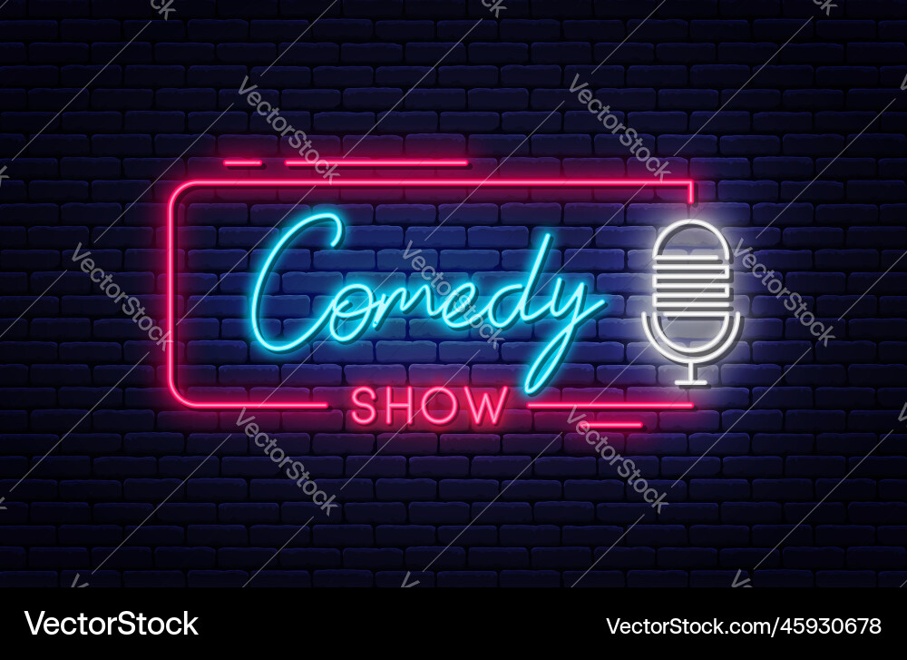 Comedy show neon signboard stand up vector image