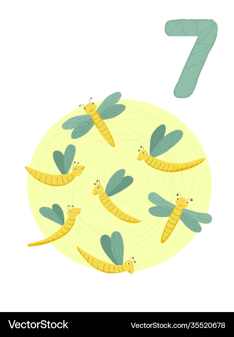 Counting from 1 to 10 number 7 page with colorful Counting from 1 to 10 number 7 page with colorful vector image