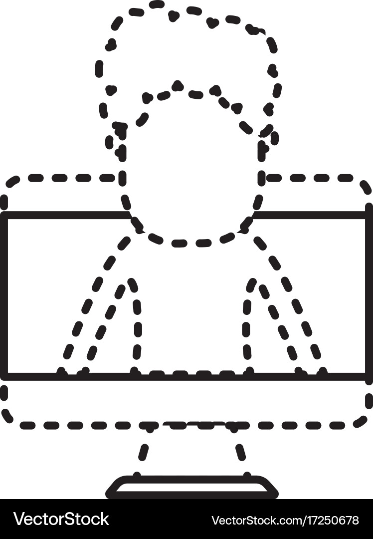 Dotted shape technology computer with man inside Vector Image