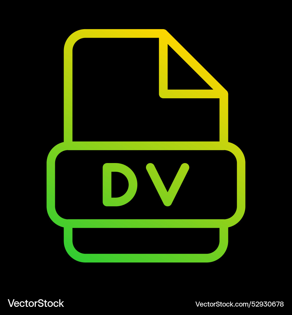 Dv file type icon with an outline gradient design Dv file type icon with an outline gradient design vector image
