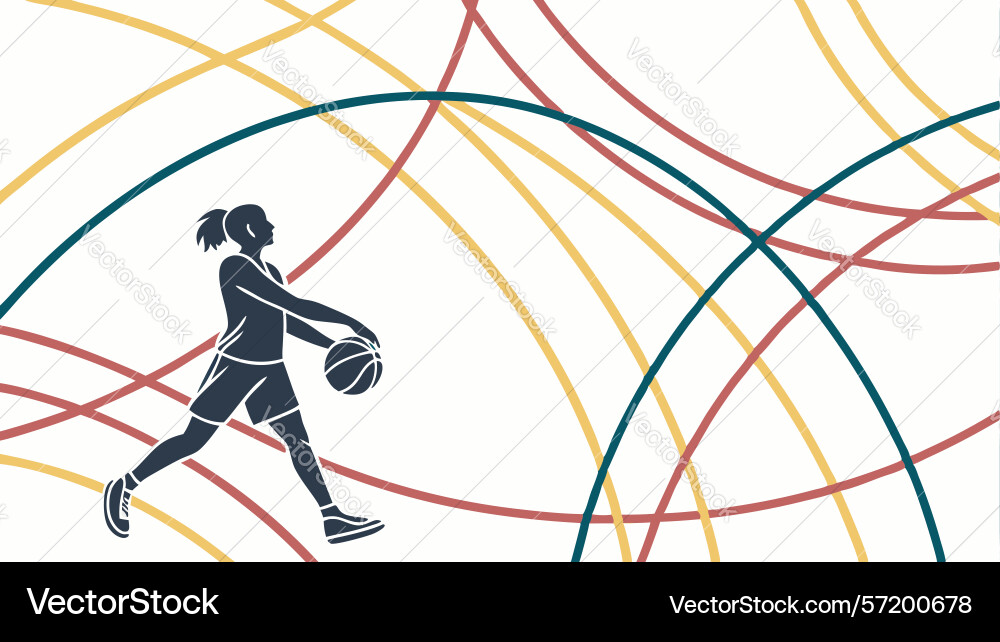 Dynamic basketball player with abstract lines vector image