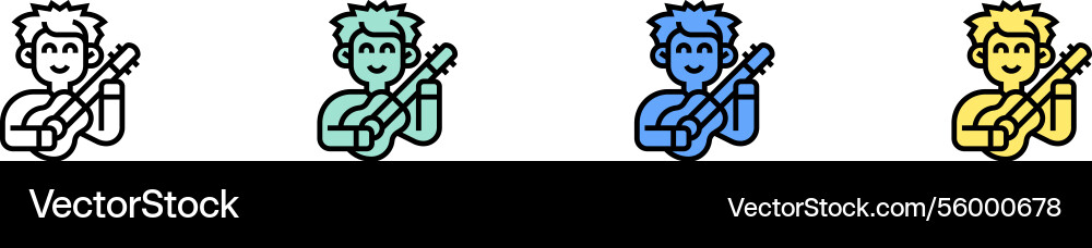 Guitar icon outline green blue and yellow style Guitar icon outline green blue and yellow style Vector Image