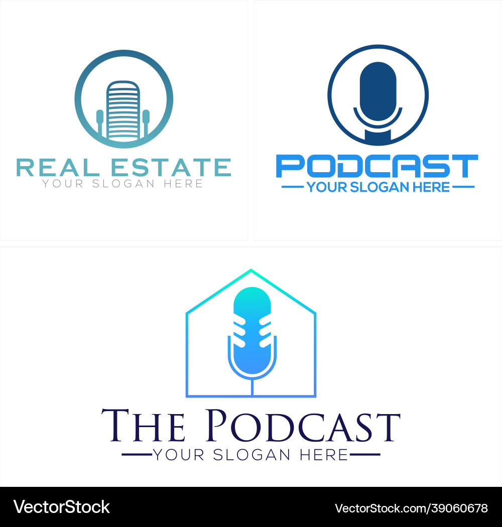 Immobilien Podcast Logo Design Immobilien Podcast Logo Design vektorbild