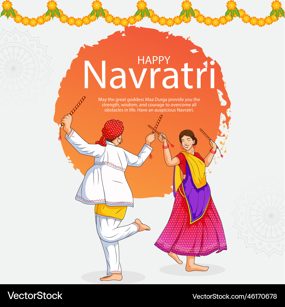 Indian hindu festival happy navratri banner Indian hindu festival happy navratri banner vector image