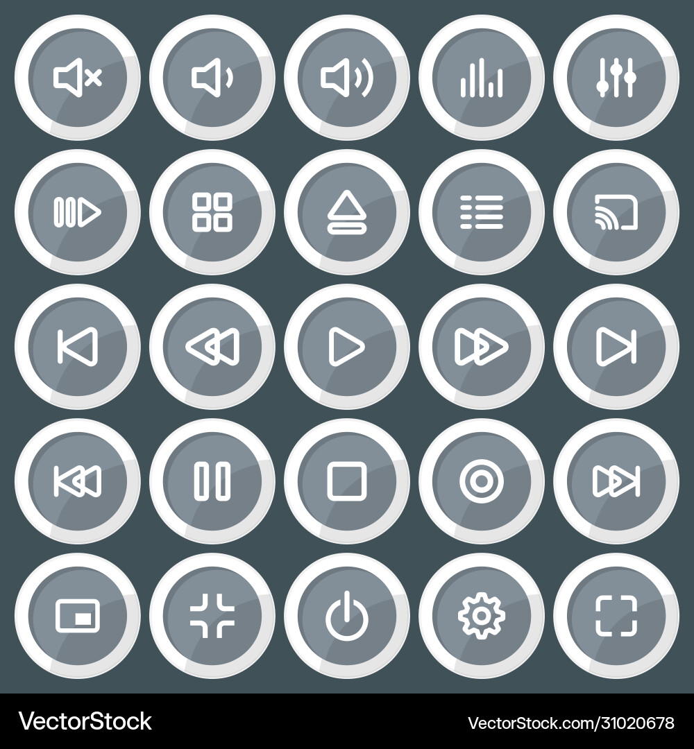 Media player control buttons set Media player control buttons set vector image
