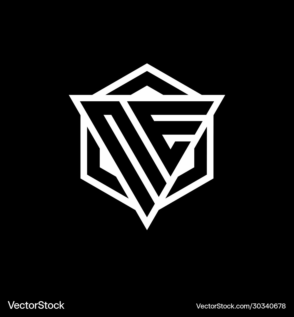 Ne logo monogram with triangle and hexagon shape Ne logo monogram with triangle and hexagon shape vector image