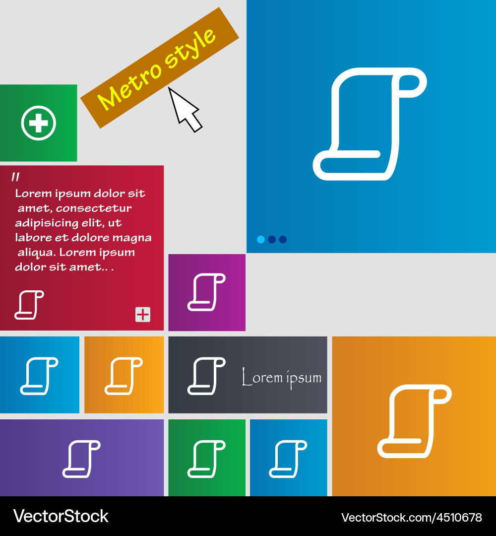 Paper scroll icon sign metro style buttons modern vector image