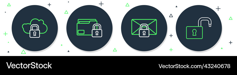 Set line folder and lock mail message password Set line folder and lock mail message password Vector Image
