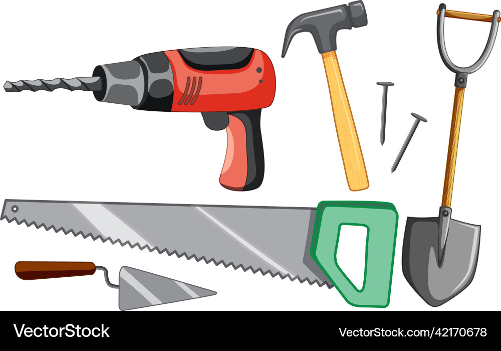 Set of construction site objects vector image