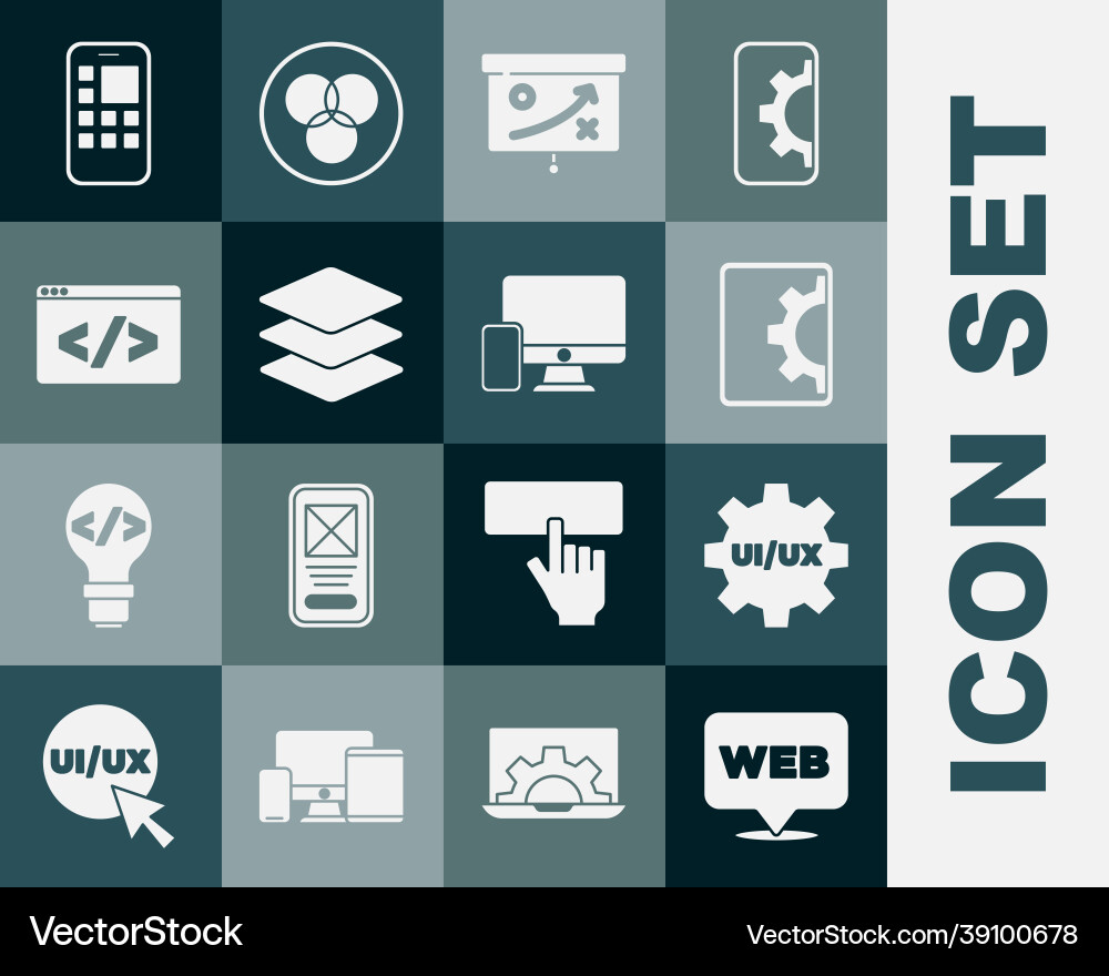 Set web and graphic design ui or ux development vector image