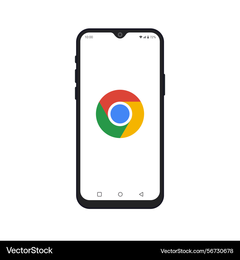 Smartphone displaying the google chrome app vector image