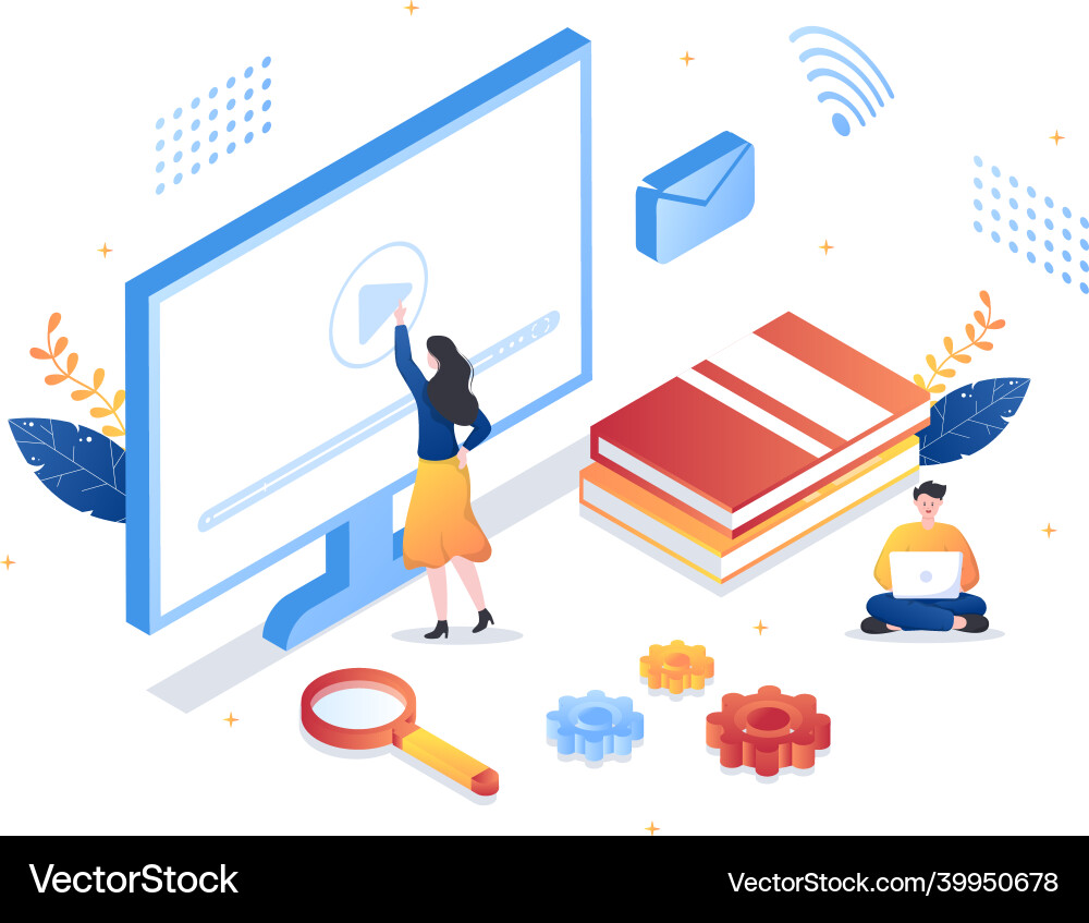 Video tutorials background watching Vector Image
