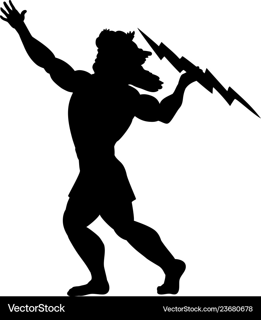 Zeus jupiter god silhouette ancient mythology Zeus jupiter god silhouette ancient mythology vector image