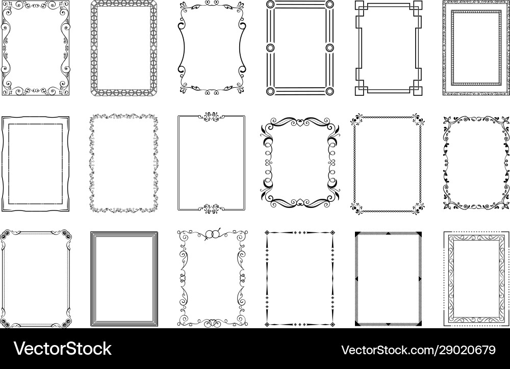 Big set decorative frames Royalty Free Vector Image