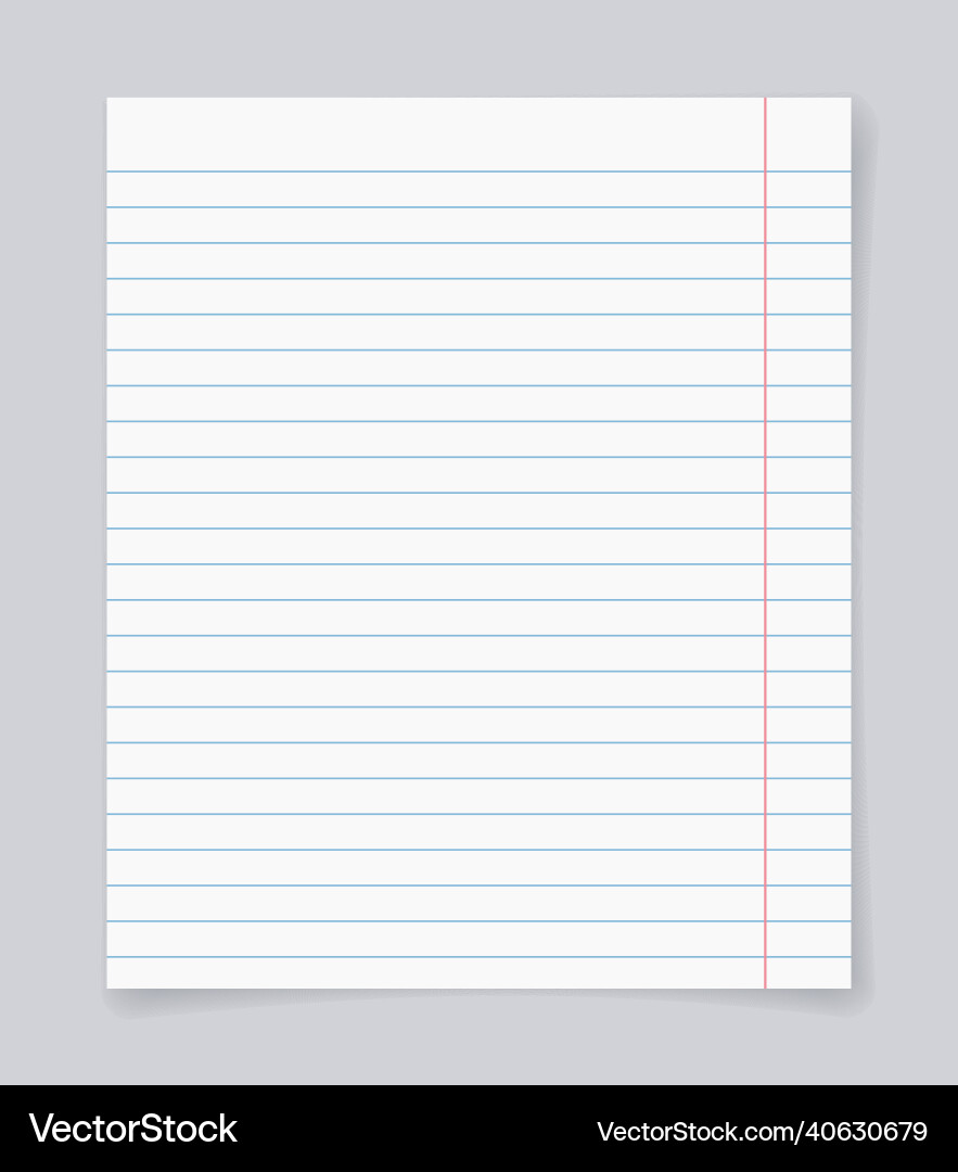 Blank realistic horizontal lined notebook Blank realistic horizontal lined notebook Vector Image