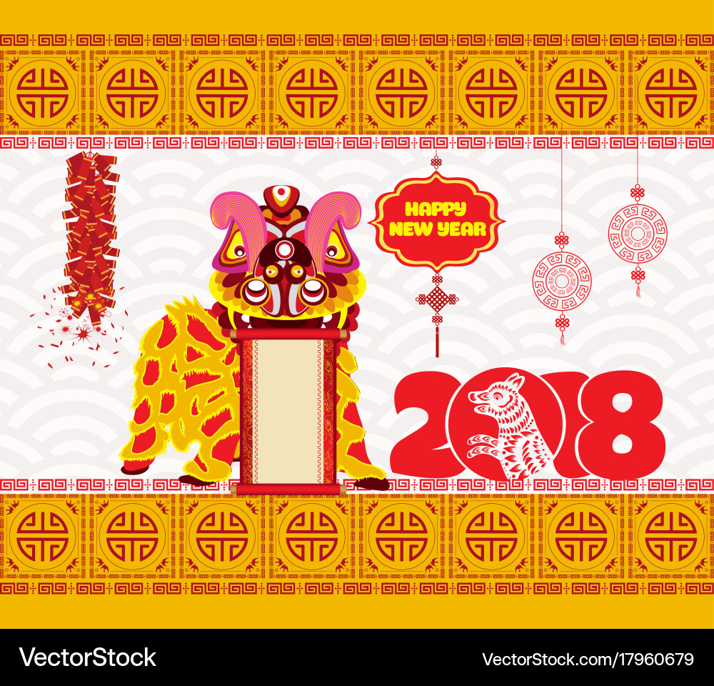 Chinesischer Neujahr Lion Dance 2018 Vektorbild