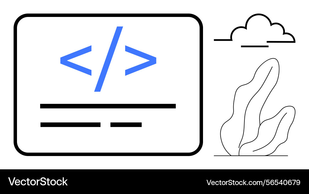 Coding interface with minimalist nature-themed Coding interface with minimalist nature-themed vector image