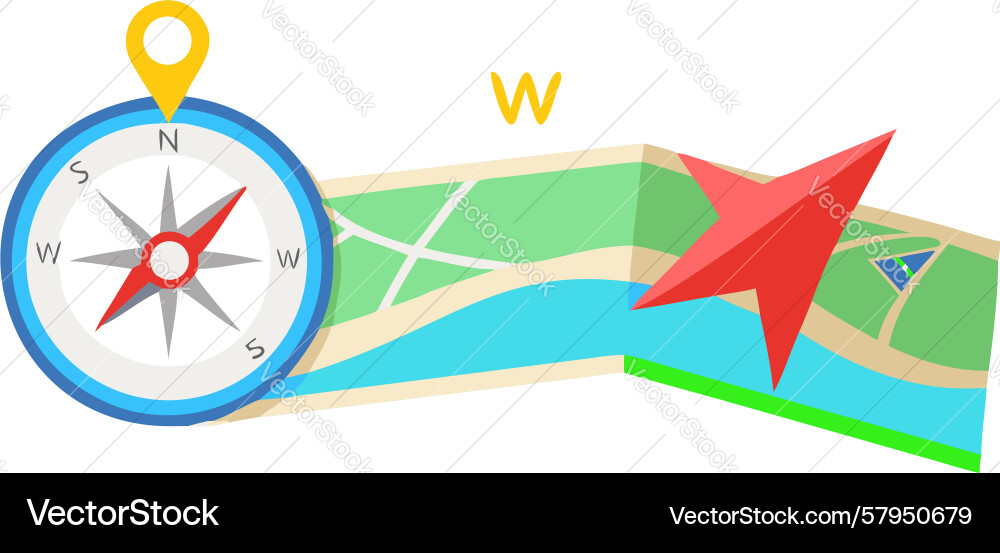Compass on Map - Navigation Tool Vector Image