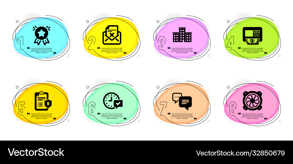 Computer fan select alarm and dots message icons Computer fan select alarm and dots message icons vector image