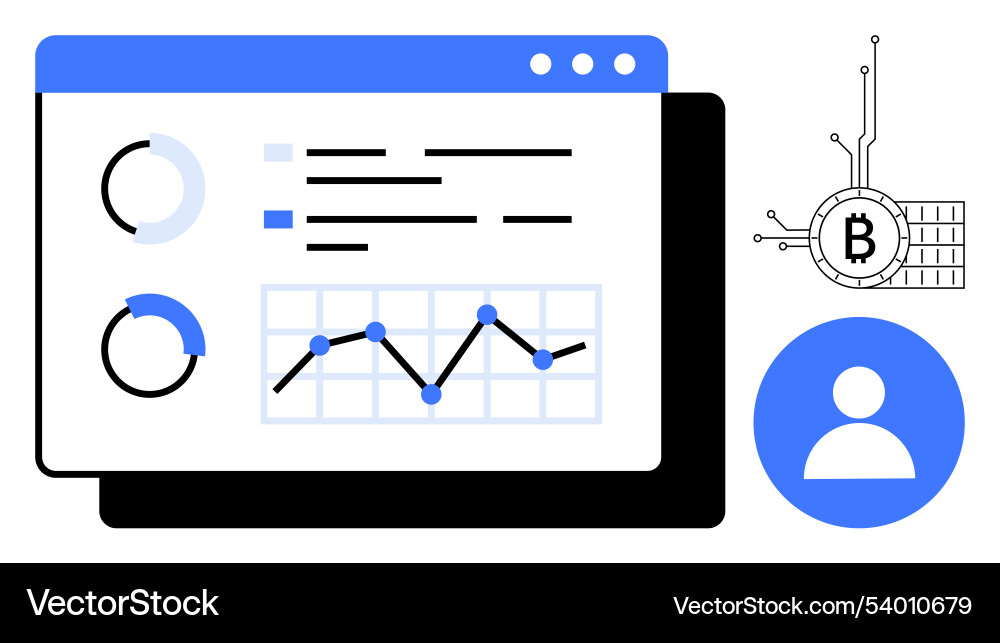Data analytics dashboard with cryptocurrency Data analytics dashboard with cryptocurrency vector image