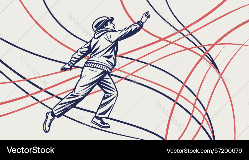 Dynamic figure with abstract swirling lines Vector Image