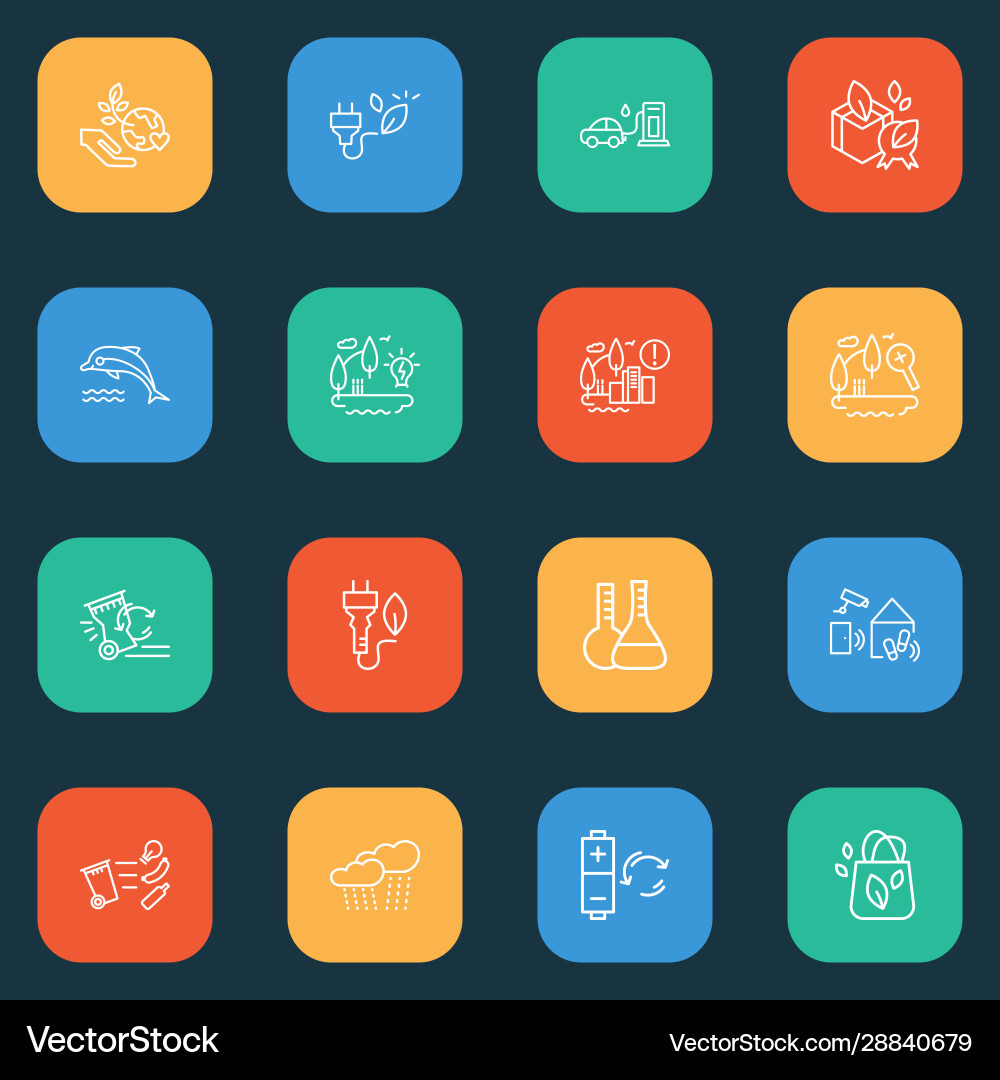 Environment icons line style set with rain vector image