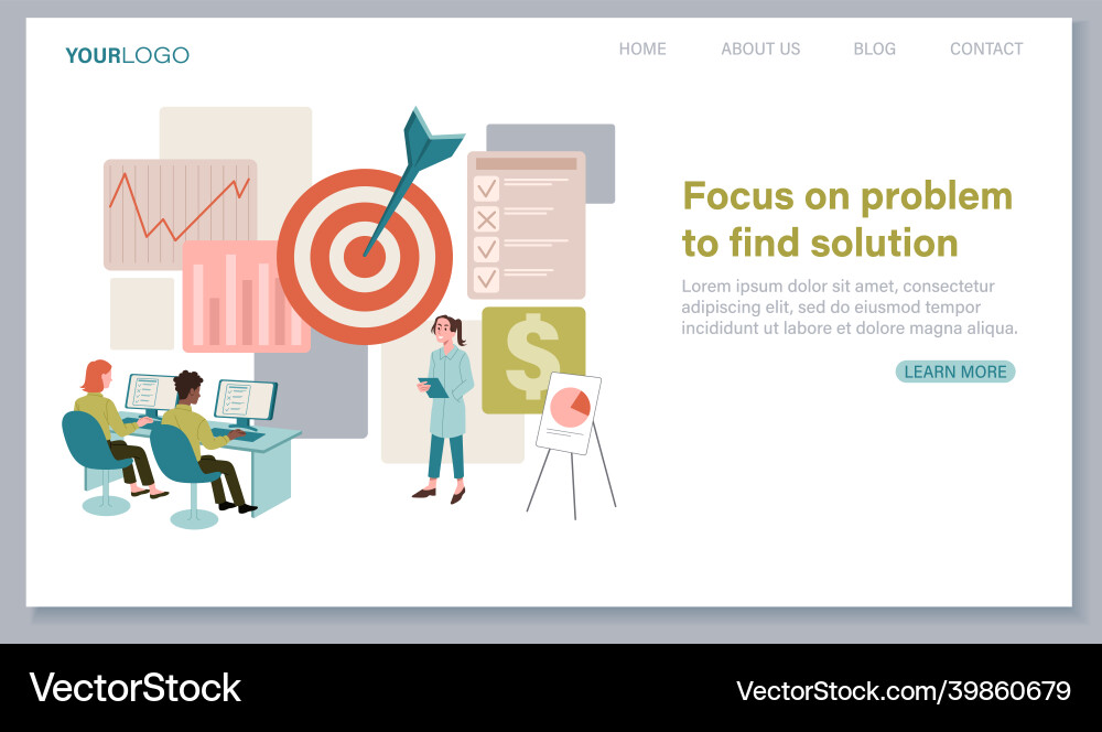 Focus on problem to find solution concept vector image