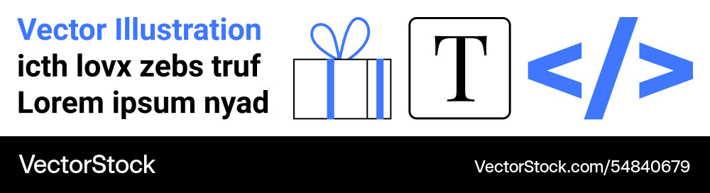 Gift box typographic t and code slash bracket Vector Image