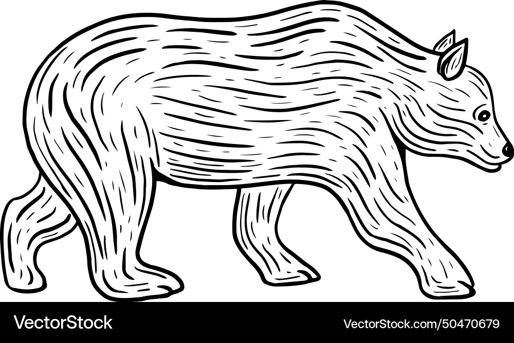 Hand drawn bear walking isolated Royalty Free Vector Image