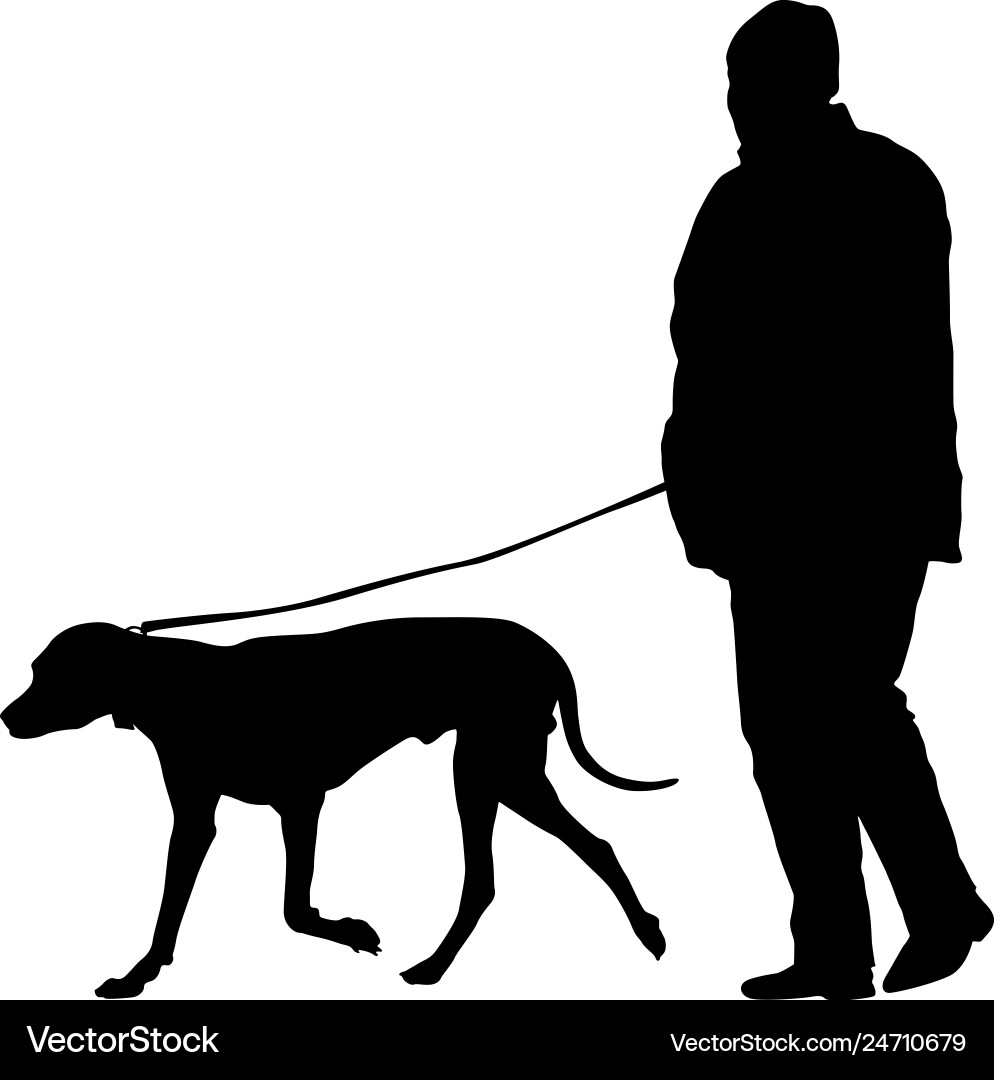 Man and Dog Silhouette Vector Image