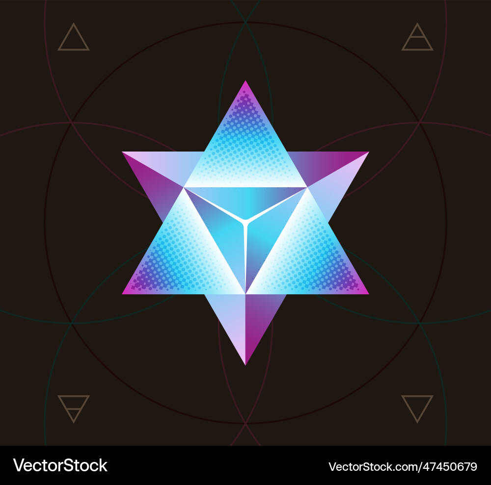 Merkaba colorful symbol on dark background Merkaba colorful symbol on dark background vector image