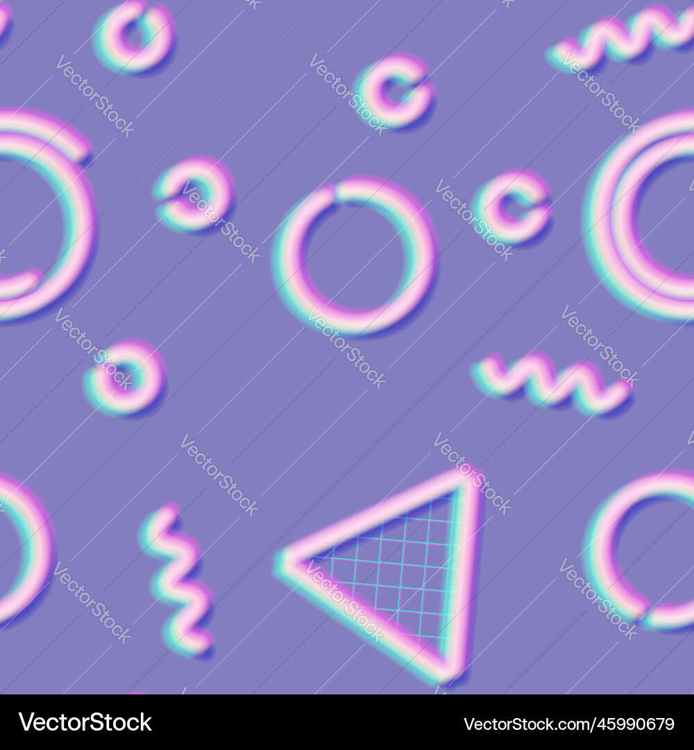 Neon seamless pattern with and 80s abstract arcade Neon seamless pattern with and 80s abstract arcade Vector Image