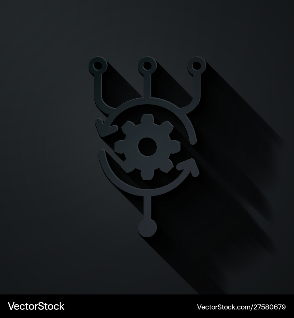 Paper cut algorithm icon isolated on black Paper cut algorithm icon isolated on black vector image