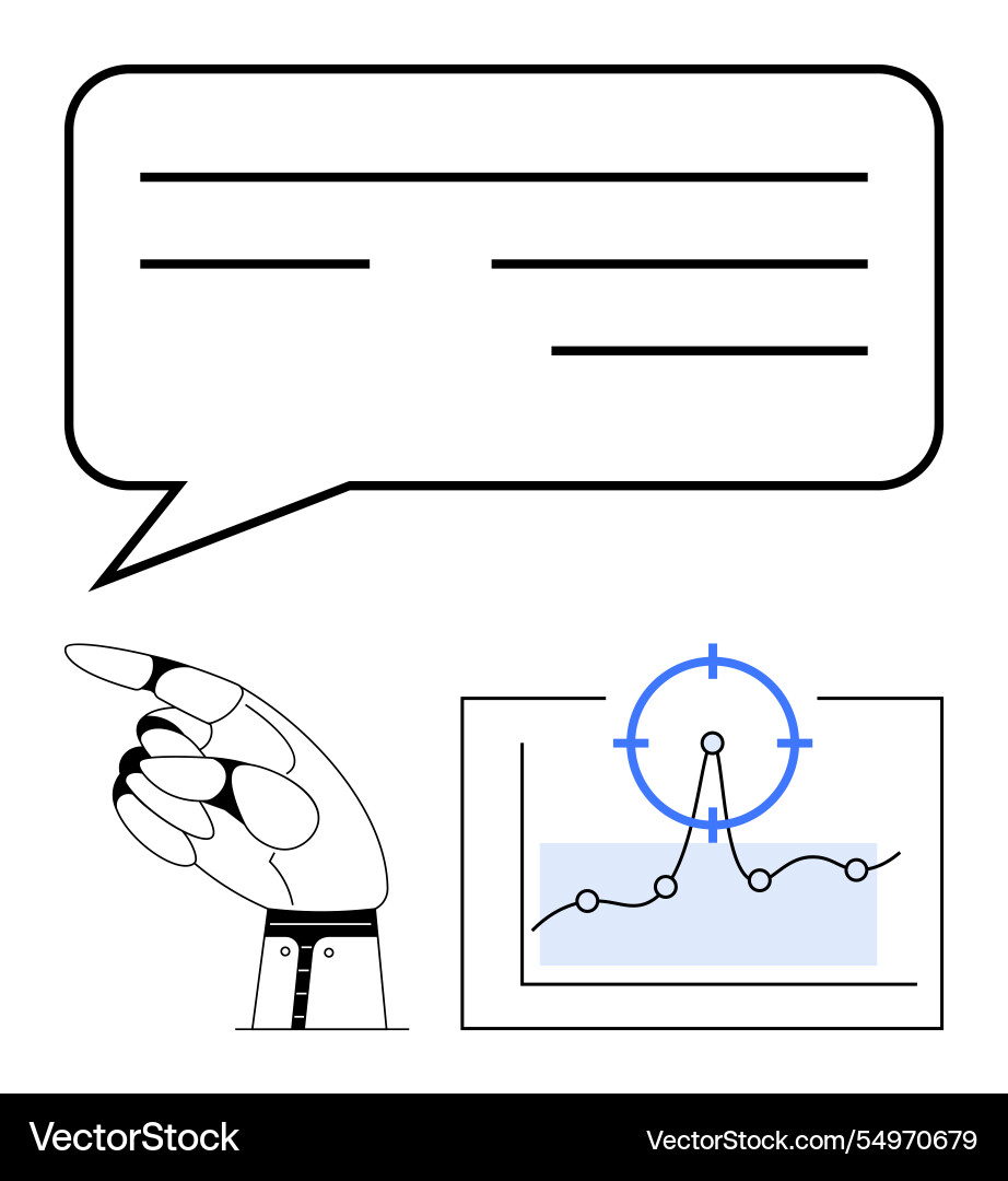 Robotic hand pointing to data analytics graph vector image