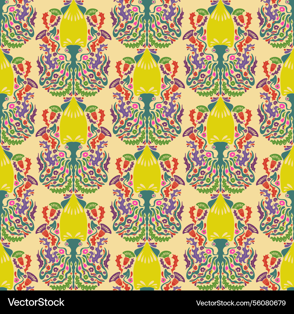 Seamless pattern with decorative squids Vector Image