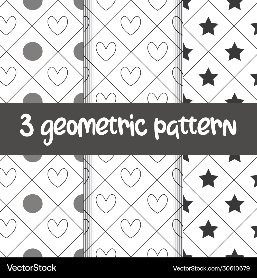 Set 3 simple ornament seamless patterns use Set 3 simple ornament seamless patterns use Vector Image