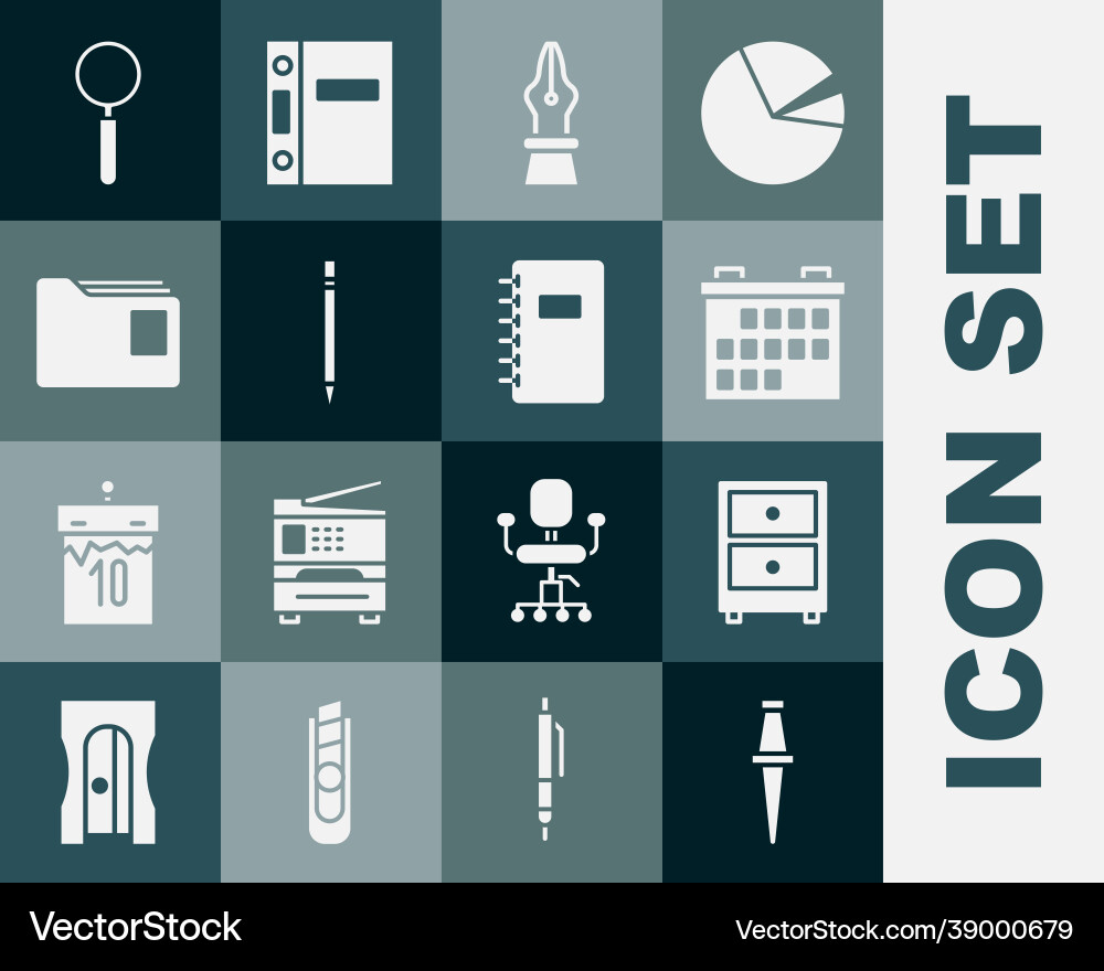 Set push pin drawer with documents calendar Set push pin drawer with documents calendar vector image
