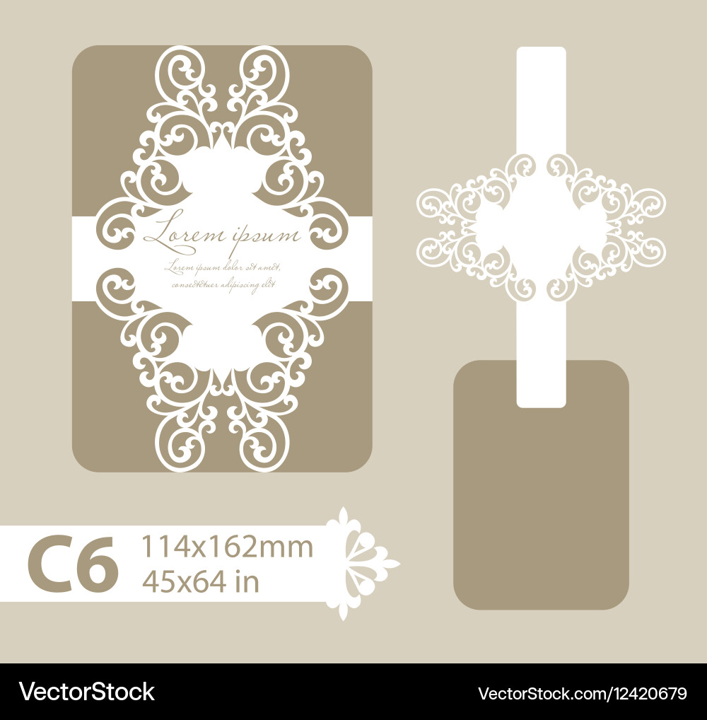 Template envelope with carved openwork pattern vector image