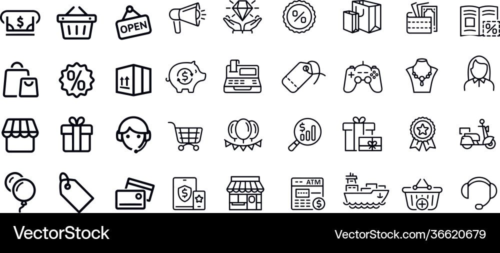 Thin lines web icons set - e-commerce shopping Vector Image
