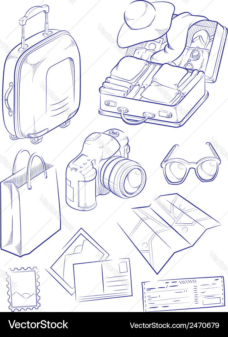 Travel Objects Sketch vector image