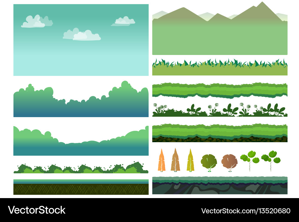 2D Platform Game Elements vector image