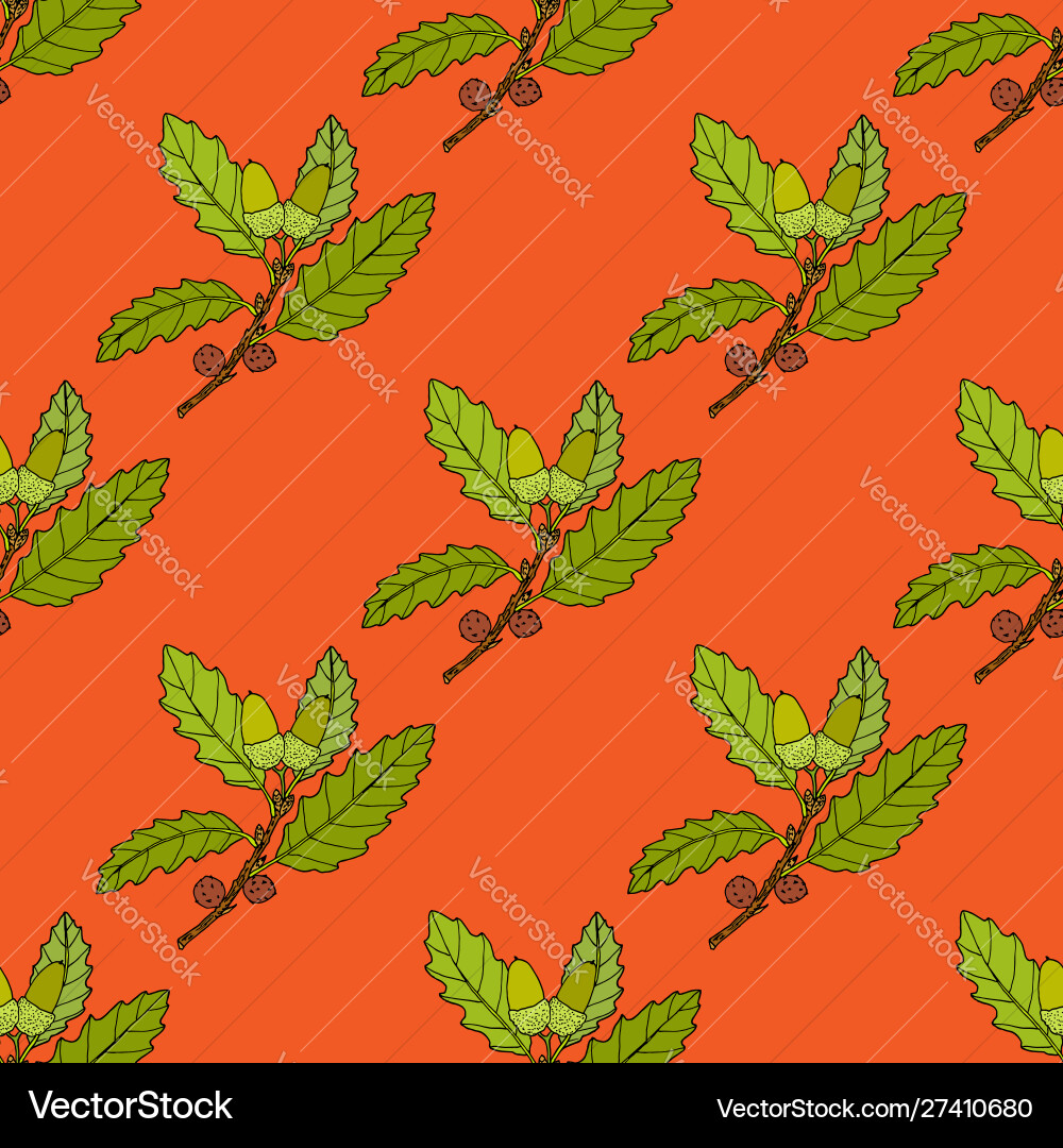 Aleppo oak branch seamless pattern Aleppo oak branch seamless pattern vector image