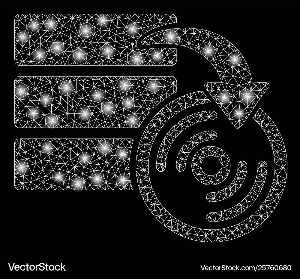 Bright mesh 2d database backup with flash spots Bright mesh 2d database backup with flash spots vector image