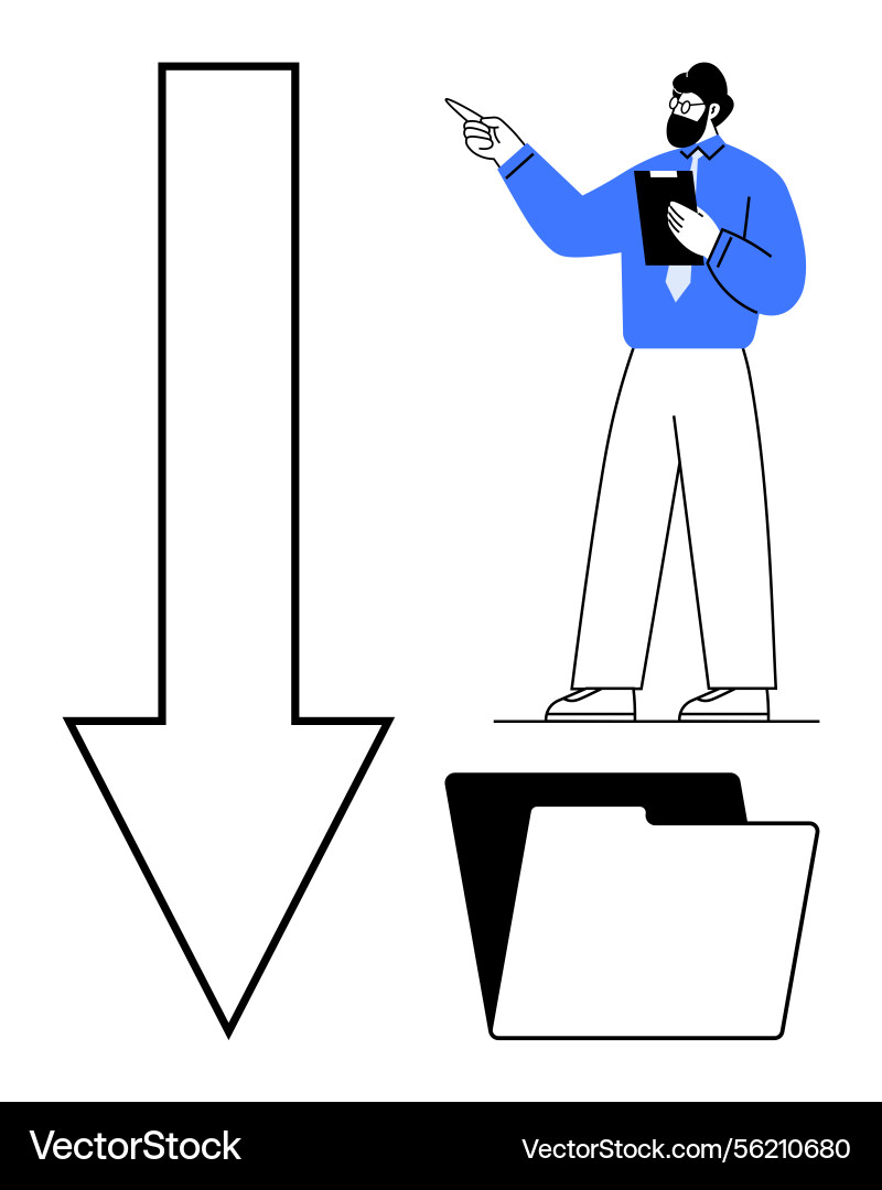 Businessman explaining process with folder icon Businessman explaining process with folder icon vector image