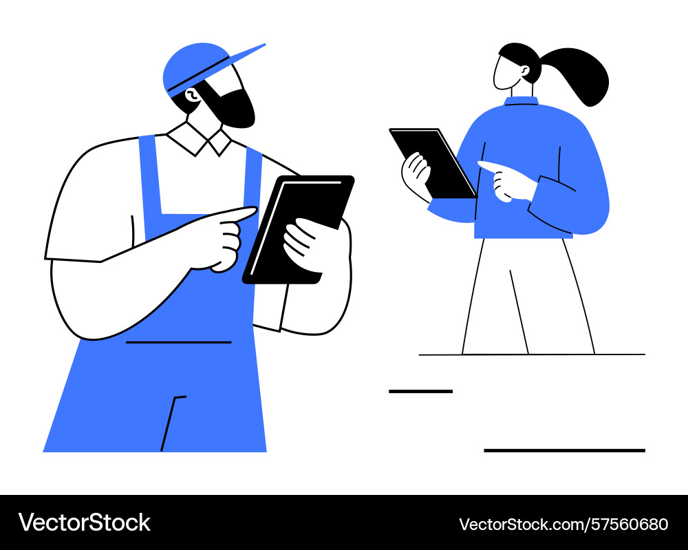 Collaboration between technician and manager using Collaboration between technician and manager using Vector Image