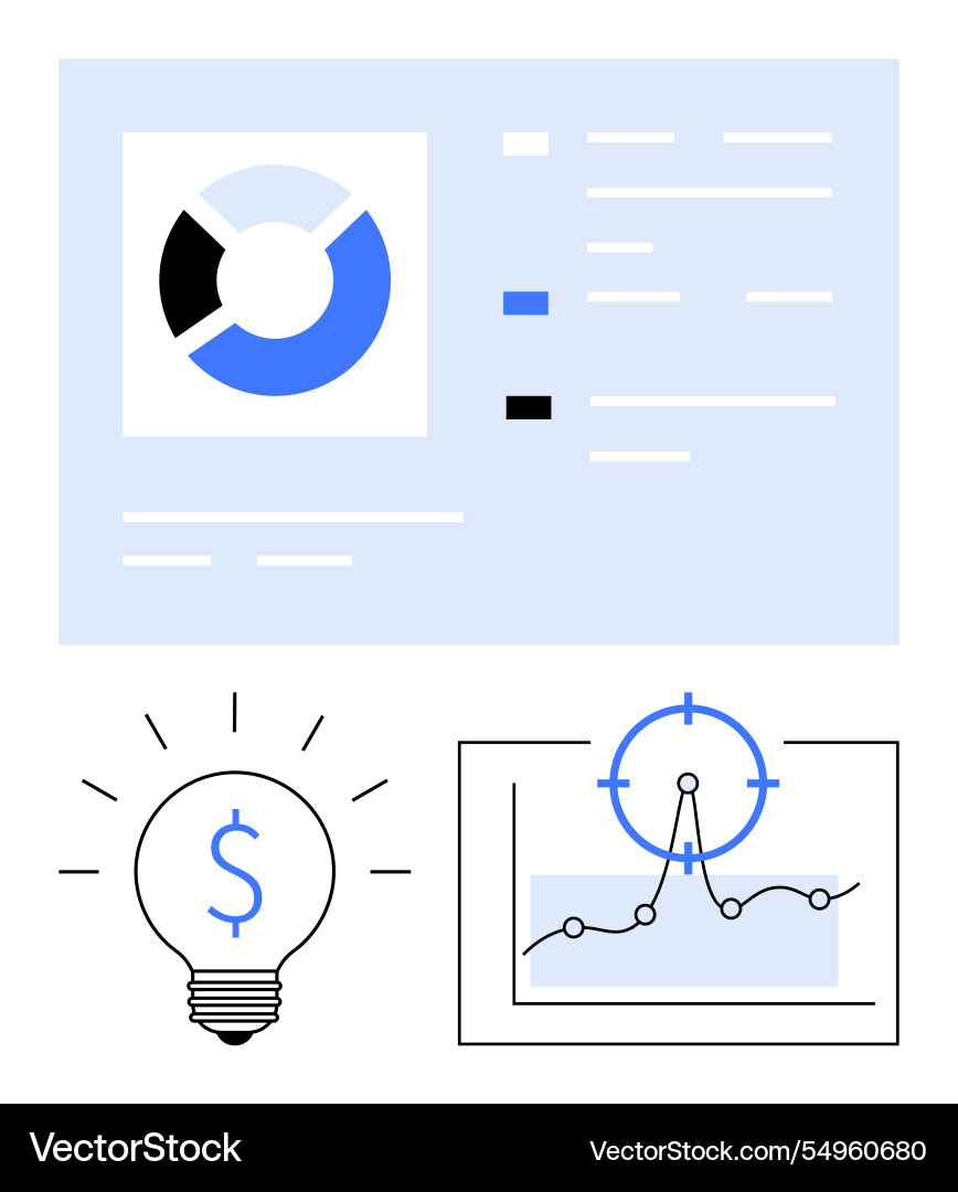 Data-driven solutions with pie chart target graph Data-driven solutions with pie chart target graph Vector Image